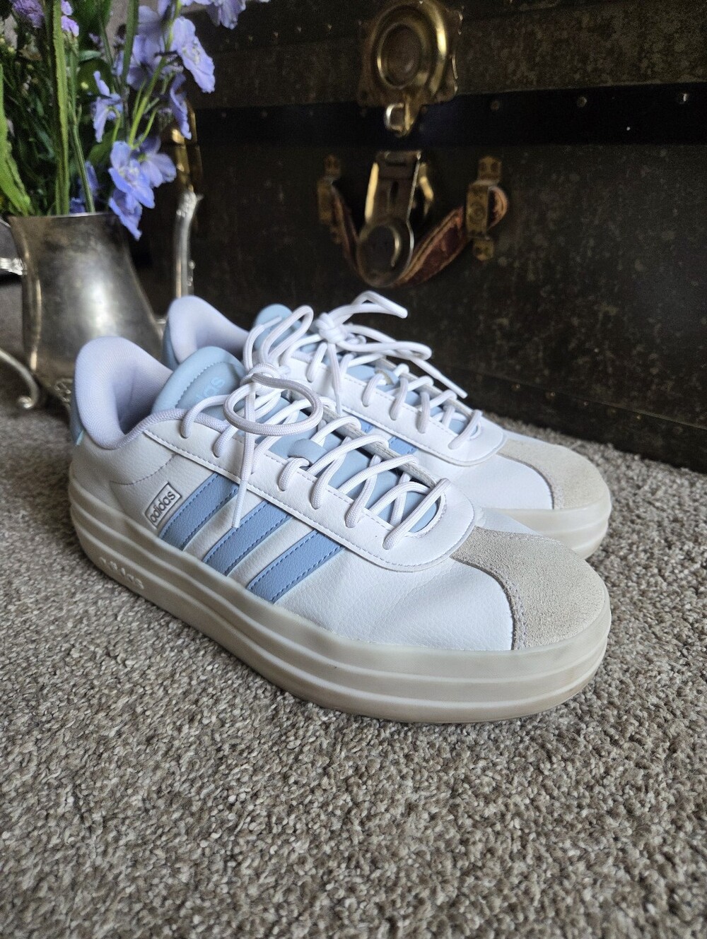 Light Blue & White Women's Platform Adidas